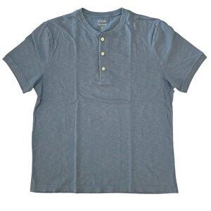 J.Crew Slub Cotton Henley Men's Size Large Blue Short Sleeve Shirt